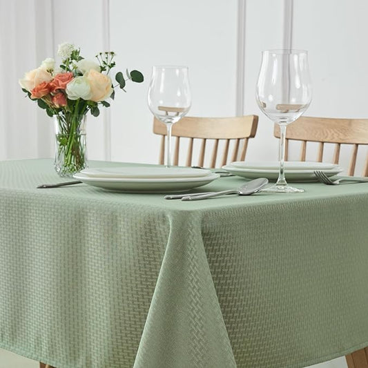 maxmill Square Tablecloth Weaved Texture Stain Resistant Waterproof Wrinkle Free Washable Soft Table Cloth, Decorative Fabric Table Cover for Dining Room Dinner Parties, 52 x 52 Inch, Sage Green