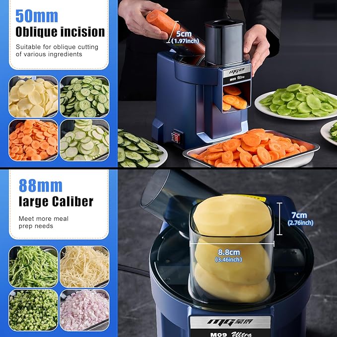 MOGAN 3-In-1 Electric Vegetable Chopper, Multifunctional Vegetable Slicer Fruit Food Processor, Auto Veggie Dicer Cutter Stainless Steel Blades for Slicing Shredder Dicing&Striping for Commercial Home