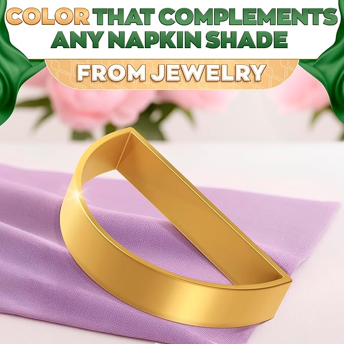 Set of 10 Gold Napkin Rings – Easter Napkin Rings | Durable, Reusable, Rust-Resistant | Modern Semicircle Design for Elegant Table Decor, Weddings, Dinner Parties, Holidays, Daily Use & Gift Giving
