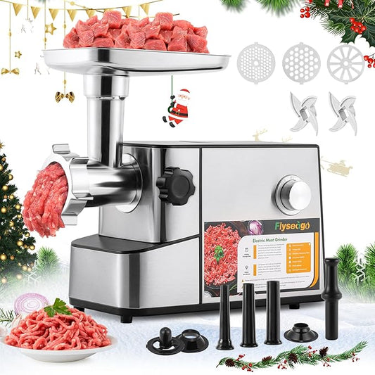 Flyseago Meat Grinder Electric 3200w High Capacity Commercial Heavy Duty Meat Grinder and Sausage Stuffers, Kubbe Kit for Household Use & Commercial