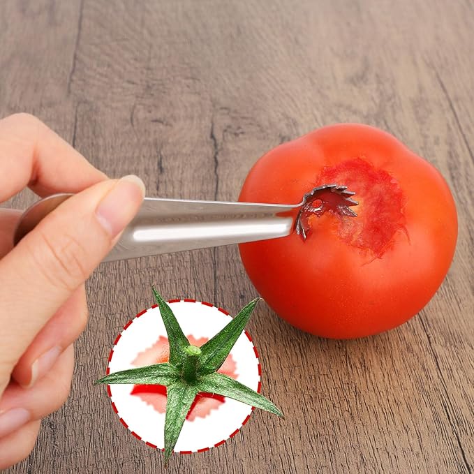 4pcs Tomato Corer Tool, Stainless Steel Tomato Strawberry Stem Remover Strawberry Huller Fruit Vegetable Core Baller Tool for Kitchen