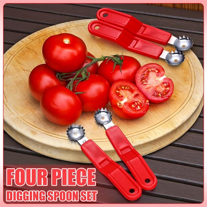 LemonRoad 4 Pcs Tomato Corer Tool Strawberry Huller Stem Remover Stainless Steel Tomato Strawberry Top Remover Practical Kitchen Corer Tool Fruit and Vegetable Baller Dessert Preparation Salad Making