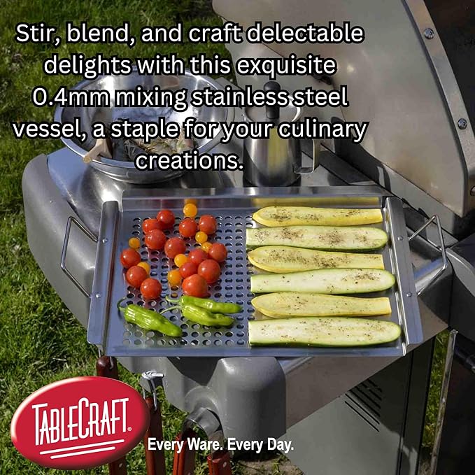TableCraft 824 Stainless Steel Mixing Bowl, 3 Qt, Lightweight and Durable, Professional Grade for Baking and Prep, Ideal for Kitchens or Bakeries, 10" x 10" x 3", Silver