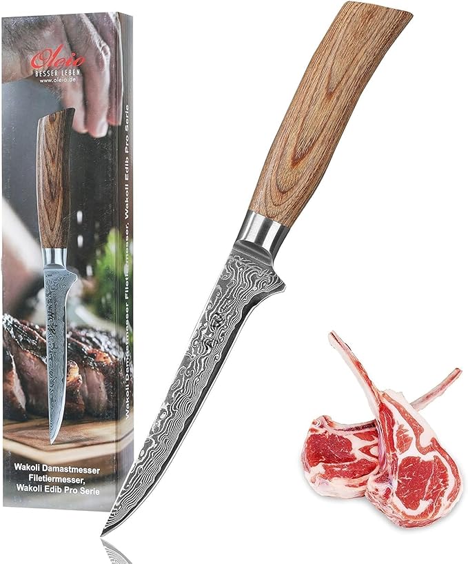 Wakoli EDIB Pro Damascus Meat Cleaver Knife – Japanese Style Kitchen Knife | 5.5-Inch Genuine Damascus Steel Blade with VG10 Core | Ergonomic Pakkawood Handle | Professional Cooking Tool in Gift Box