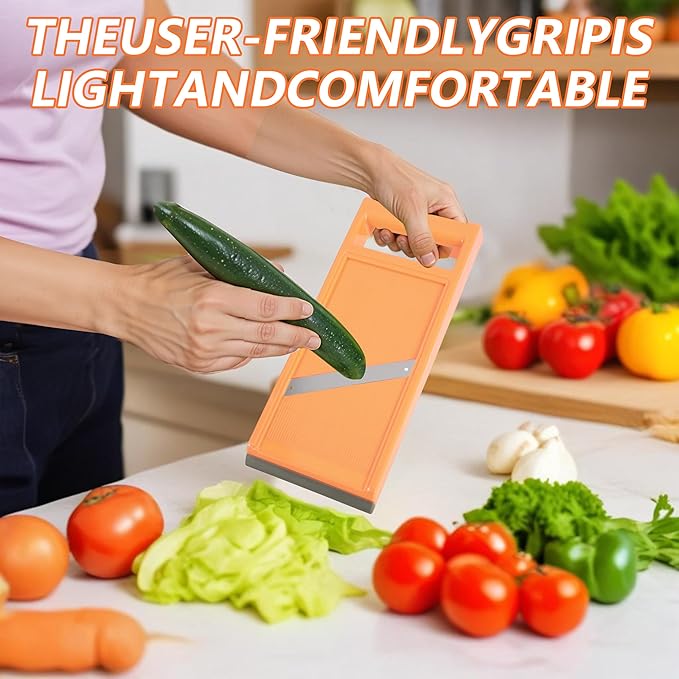 Vegetable Slicer Handheld,Portable Veggie Slicer Handheld,for Potato Chips, Mini Mandoline Slicers for Vegetables, Fruits, Cheese, Cucumber Slicers Thin, Orange
