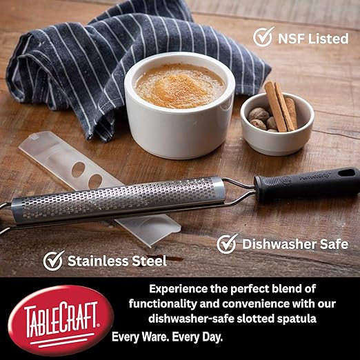 TableCraft 10979 PerfectGrip Grater/Zester, Stainless Steel Grater with Narrow Blade, Soft Non-Slip Handle, Ergonomic Design, Dishwasher Safe, NSF Listed, One Size, Silver