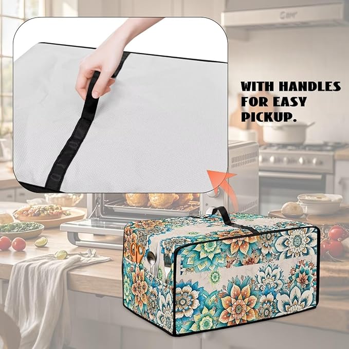 Doojoayie Small Appliance Cover 8 Slice Toaster Dust Protection Cover 22.5"x18.5"x 13" Bread Machine Protector Floral Print Gift for Mother, Wife, Women Cook