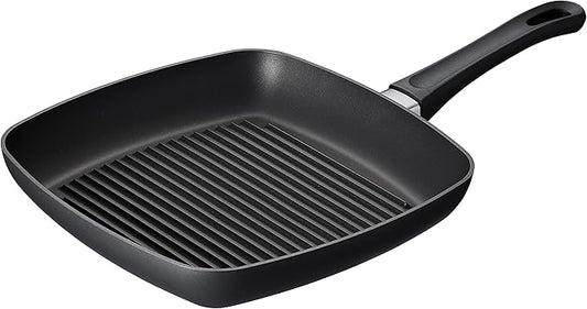 Scanpan Classic 10-1/2-inch Nonstick Square Grill Pan - Compatible with Gas and Electric Stovetops, Metal Utensil Safe, Oven Safe to 500°F, Dishwasher Safe, Black