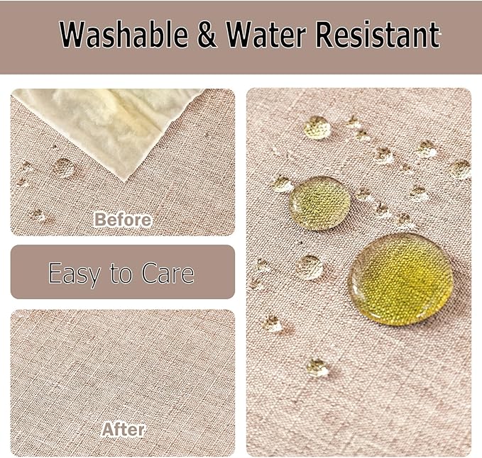 AUSSPVOCT Textured Linen Tablecloth Rectangle 60x84 Water Resistant Spill-Proof Wipeable Fabric Table Cloth Wrinkle Free Cloth Dining Table Cover for Birthday Spring Summer Holiday Party Tablecover