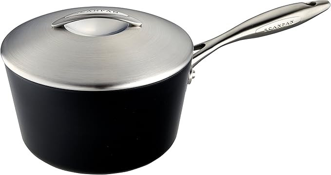 Scanpan Professional 2 qt Nonstick Saucepan with Lid - Compatible with All Cooktops, Induction Ready, Metal Utensil Safe, Oven Safe to 500°F, Dishwasher Safe