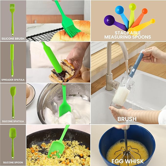 LISI 6 Pack Mixing Bowl Set with Lids, Plastic Bowls for Kitchen, Nesting Salad & Meal Prep Bowls, BPA-Free, Large Storage Bowl with Airtight Lids