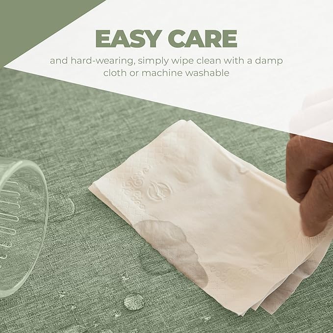 Faux Linen Rustic Round Tablecloth for Coffee Table, Decorative Waterproof Outdoor Anti-Scratch Table Cloth Cover for Party, Wedding, Picnics, Patio(Round, 70 Inch(4-6 Seats), Sage Green)