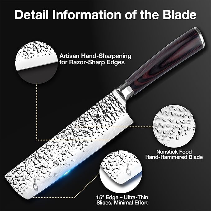 imarku Nakiri Knife,7 Inch High Carbon Stainless Steel Japanese Chef Knife,Razor Sharp Chopping Vegetable and Meat Cleaver Kitchen Knife with Ergonomic Handle,Birthday Gifts for Women and Men