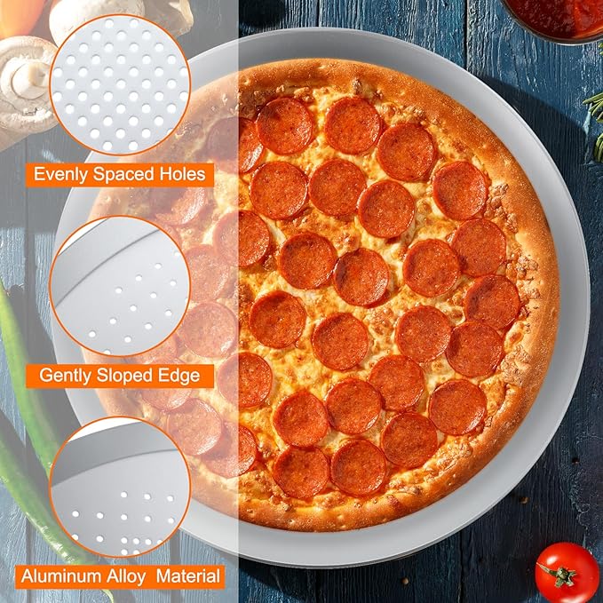 uxcell Pizza Screen, 10" Restaurant-Grade Aluminum Pizza Baking Screen with Holes Seamless for Pizza Party Kitchen Restaurant Cooking, Silver Tone