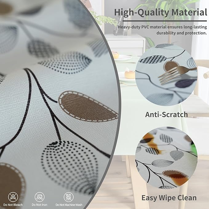 Rectangle Table Cloth,100% Waterproof Tablecloth Oil Proof Spill Proof Vinyl Table Cloth, Wipe Clean Plastic Table Cover for Dining, Camping, Indoor and Outdoor 54" x 78",Leaf