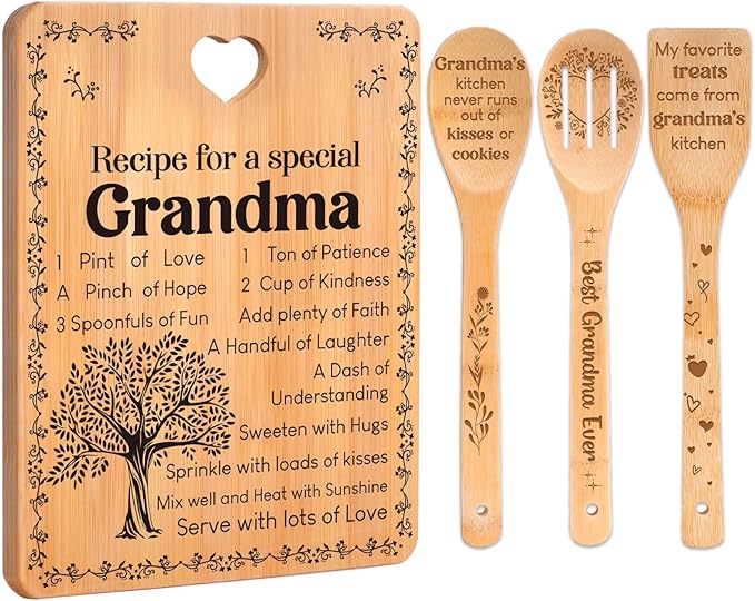 Grandma Gifts, Christmas Birthday Gift for Grandmas Nanny from Grandkids, Bamboo Cutting Board, Grandparents Thankgiving Christmas Xmas Kitchen Presents for Nana Gigi from Grandchildren