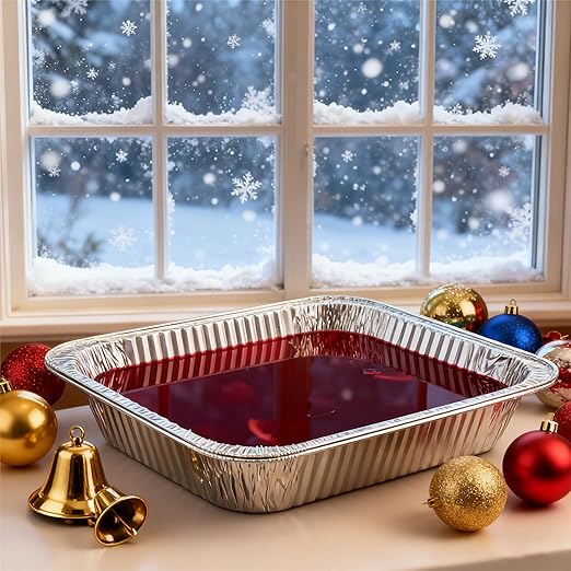 JOLLY CHEF 9x13 Aluminum Foil Pans (30 Pack) - Disposable Half Size Deep Steam Foil Pans for Roasting Turkey, Lasagna, Casseroles - Thanksgiving, Christmas, Parties, Catering