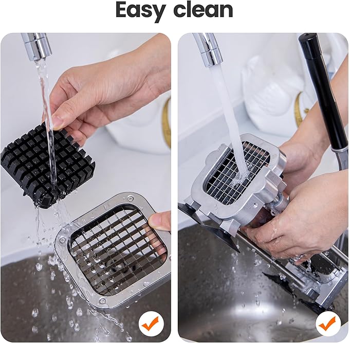 Tongdayi French fry cutter with two blades (1/2 inch and 3/8 inch), commercial stainless steel French fry slicer, suitable for whole potatoes, carrots, and cucumbers,fries cutter,potato slicer