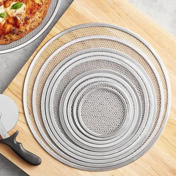 Fonteme 14-inch Aluminum Pizza Screen | Commercial Grade Pizza/Baking Screen for Oven | Pizza Baking Tray for Home And Restaurant | Round, Aluminum, 14-inch [1PK]