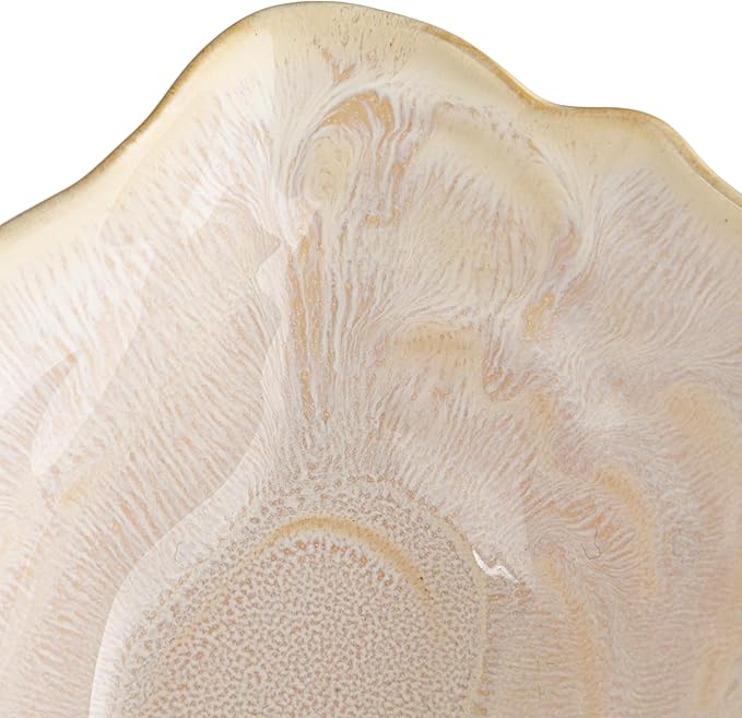 Creative Co-Op Oyster Shaped Stoneware Bowl, Cream
