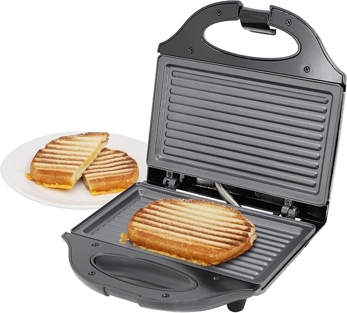MegaChef Electric Non-Stick Aluminum Panini Press Sandwich Maker Grill, Compact Design, Panini Maker, Sandwich Grill, Countertop Grill Griddle (Grill Plate)