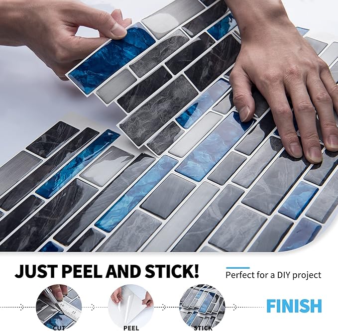 Art3d 10-Sheet Premium Self-Adhesive Kitchen Backsplash Tiles in Marble,30 * 30cm