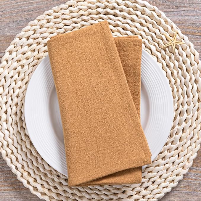 MLMC 8 Pack Mauve Pink Cloth Napkins Rustic Washable Cotton Linen Napkins Set of 8 17"x17" Reusable Dinner Napkins Cloth for Wedding Bridal Shower Tea Party Picinc Everyday Use