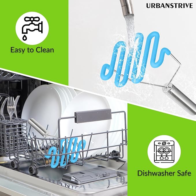 Urbanstrive Non-Scratch Silicone Potato Masher Kitchen Tool, Potatoes Masher Potato Masher Stainless Steel Wrapped In Premium Silicone, Potato Smasher, Blue