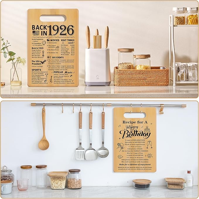 100th Birthday Gifts for Women Men,Back In 1926&Recipe for A Happy Birthday Double sided Cutting Board present for Her Him,100th Bday gift ideas,cool presents for 100 year old woman