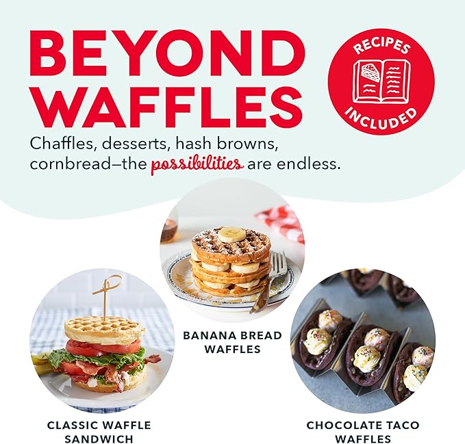 Dash Mini Waffle Maker- Compact Electric Iron for Creative Homemade Treats - PTFE nonstick surface - Easy-to-Clean - Perfect for Kids & Families - Black