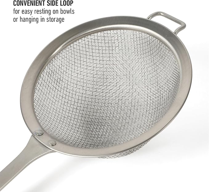 Calphalon Edge Stainless Steel Strainer w/Thermoplastic Rubber Handle - Taupe