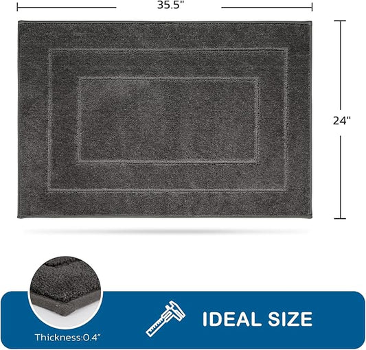PURRUGS Machine Washable Kitchen Rug 24" x 35.5", Non-Slip/Skid Kitchen Runner Rugs & Floor Mats, Super Absorbent Soft Standing Mats for Kitchen, Sink & Laundry, Grey