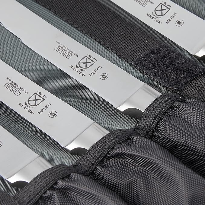 Mercer Culinary Genesis 7-Piece Forged Steak Knife Set, Steel/Black