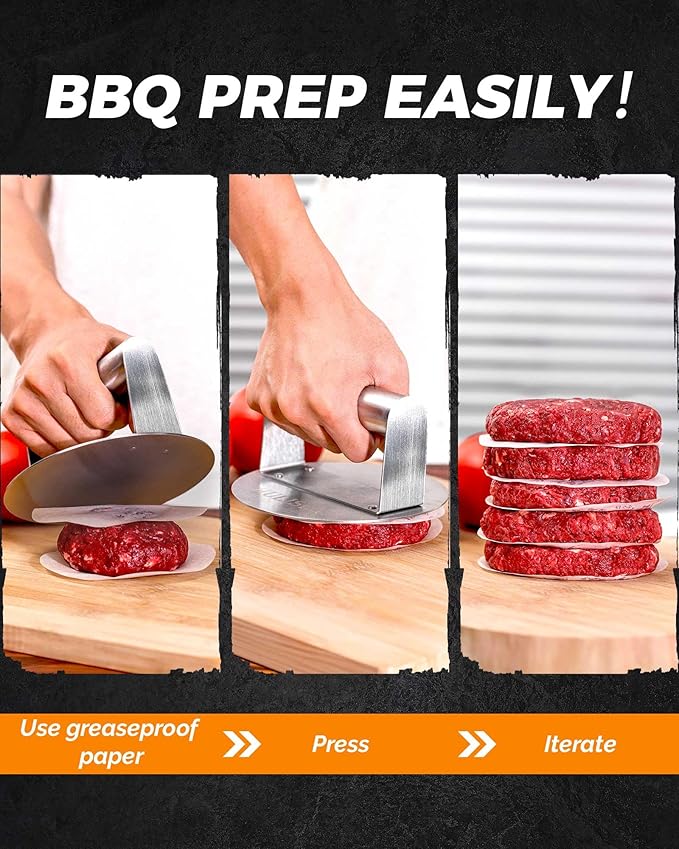 HULISEN Stainless Steel Burger Press, Burger Smasher for Griddle, 5.5 Inch Round Hamburger Grill Press for Flattening Hamburger Patty, Smashing Burger, Flat Top Grill Cooking Tool, Dishwasher Safe