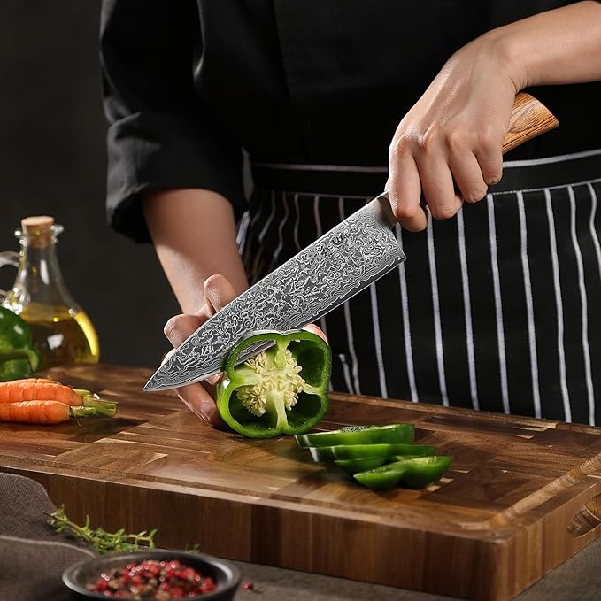Wakoli EDIB Pro 5-Piece Damascus Knife Set – Professional Chef Knives Set with VG10 Core Blades, 67-Layer Damascus Steel and Ergonomic Pakkawood Handles – Premium Kitchen Knives in Wooden Gift Box