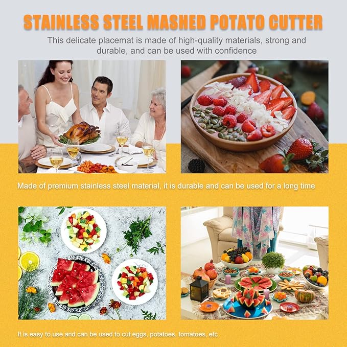 Hemoton Fruit Cube Cutter Stainless Steel Potato Chopper Boiled Egg Slicer Compact Kitchen Tool for Tomatoes and Vegetables 3.34X3.34 Inches