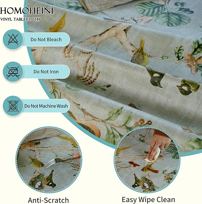 Rectangle Table Cloth,100% Waterproof Tablecloth Oil Proof Spill Proof Vinyl Table Cloth, Wipe Clean Plastic Table Cover for Dining, Camping, Indoor and Outdoor 54" x 78",Magpie