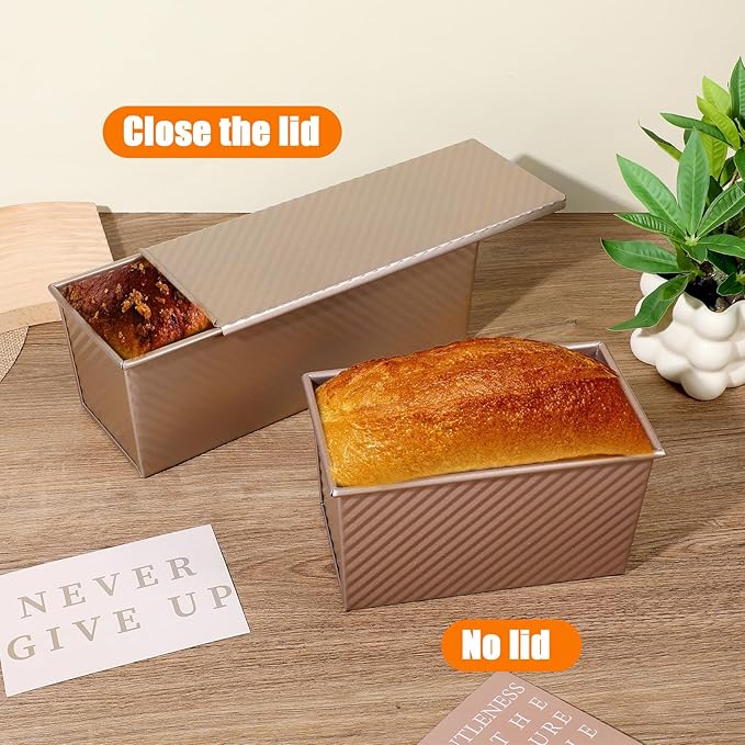 2 Pack Upgrade Bread Pans with Lid, 2.2 LB/1LB Capacity Bread Loaf Pan, Non-Stick, Easy Release Sandwich Breads Loaf Pan for Baking Homemade Breads, Sandwiches, and Toast