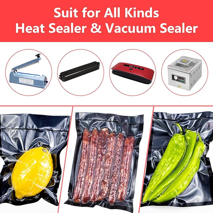 CANLENPK 4x6Inch/10x15cm Black Back and Clear Front Small Vacuum Sealer Bags,Food Storage Bag,Seal Meal Snack Fruit Nut,Boil Steam Heat Freeze,Commercial Grade Heavy Duty Sealable Bags (100PCS)