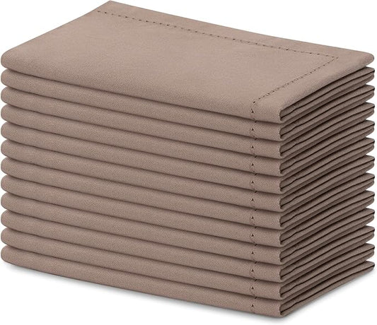 Blue Needles Set of 6 Hemstitch Linen Napkins 100% Cotton Chocolate Brown Cloth Dinner Napkins 18x18 inches, Soft, Reusable, Absorbent, Washable, Ideal for Wedding Events, Parties & Everyday Use