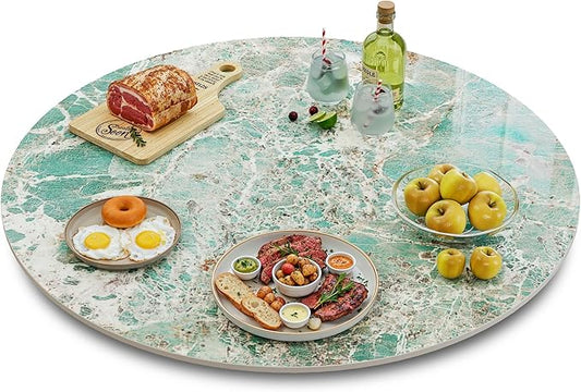 Lazy Susan Turntable 23.6 Inch-360°Silent Rotating Anti-Slip Serving Tray,Heavy Duty Centerpiece for Kitchen,Dining & Coffee Table-Green Modern Design with Non-Slip Base