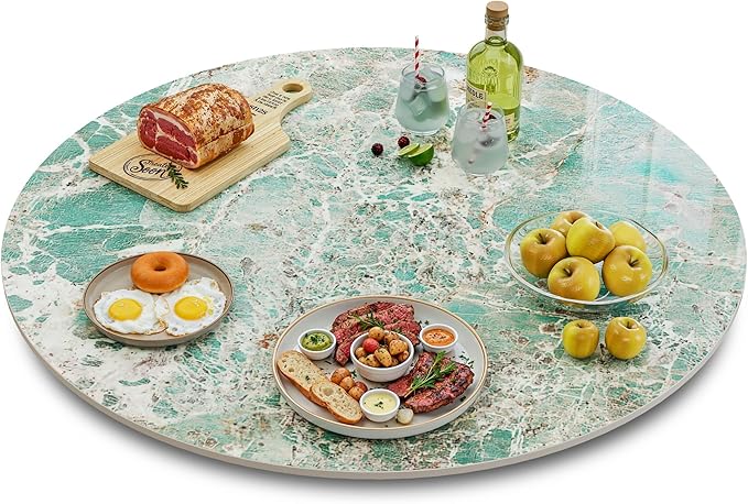 Lazy Susan Turntable 31.5 Inch - 360°Silent Rotating Anti-Slip Serving Tray,Heavy Duty Centerpiece for Kitchen,Dining &Coffee Table-Green Modern Design with Non-Slip Base