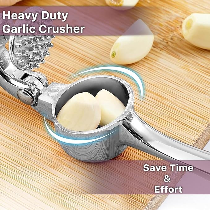 Stainless Steel Garlic Crusher Presser Garlic Press Manual Garlic Mincer | Garlic Cutter Chopper | Easy to Squeeze & Clean for Kitchen