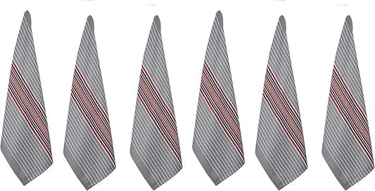 Urban Villa Kitchen Towels Waffle Stripes Dish Towels for Kitchen Grey Color Set of 6 Kitchen Towels Highly Absorbent Cotton Over Sized 20X30 in with Mitered Corners Kitchen Hand Tea Towels