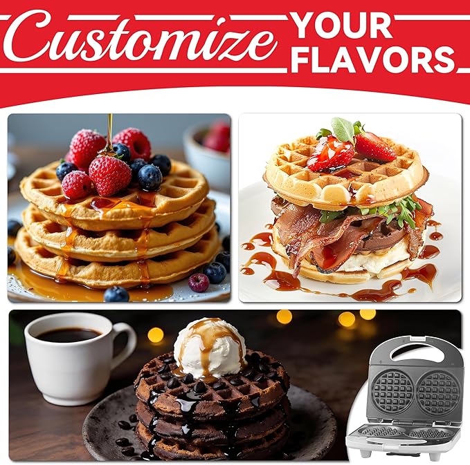 Double Mini Waffle Maker Machine, Chaffle Maker, Waflera Electrica, Small Waffle Iron for Waffles, Keto Chaffles, Hash Browns, Cookies, 4 Inch
