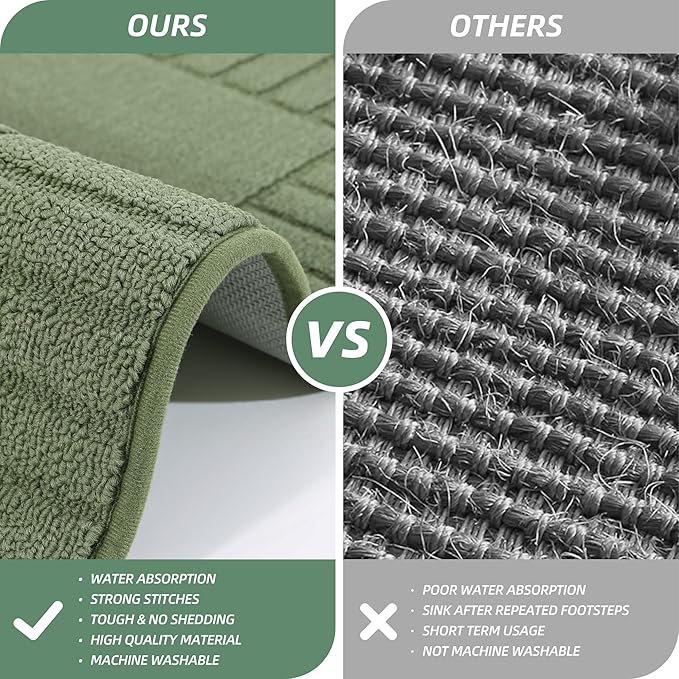 BEQHAUSE-Kitchen-Rugs-Non Slip-Kitchen-Mats-for-Floor Machine Washable Kitchen Rugs Absorbent Kitchen Carpet with TPR Non Skid Backing,Green, 20”x30”