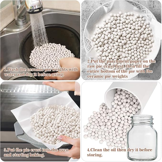 Sukh 0.94LB Pie Weights for Baking - Pie Crust Weights Ceramic Baking Beans for Reusable Natural Ceramic Stoneware Homemade Kitchen Must Have Round Household Steam Oven Stone