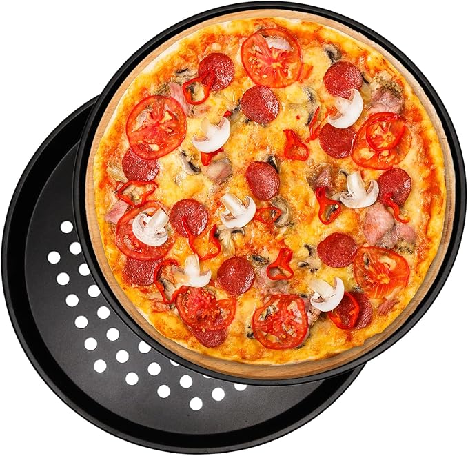 WINDAWNKE 10 Inch Round Pizza Pan with Holes, Carbon Steel Pizza Pans fo Frozen & Homemade Pizza, Nonstick Pizza Tray for Oven