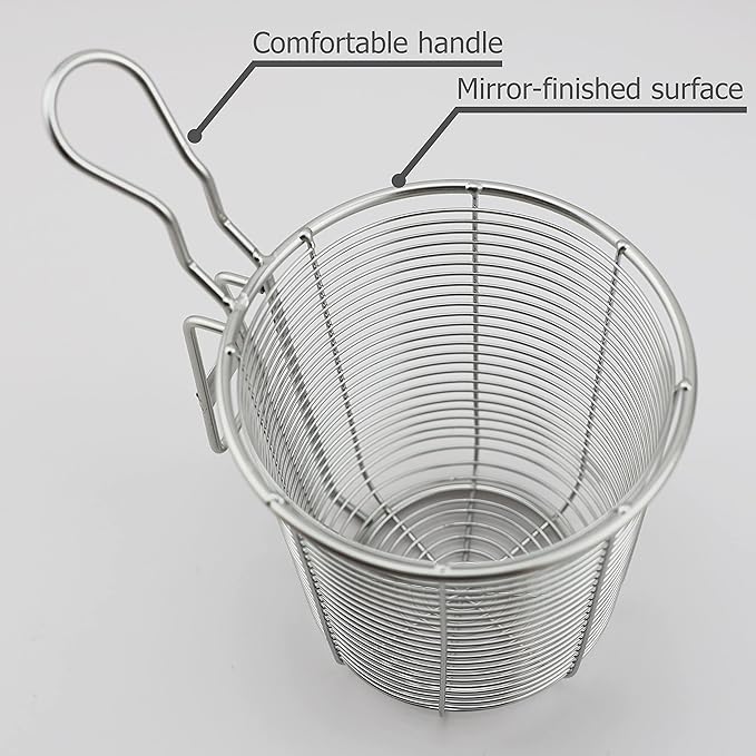 EIKS Spider Strainer Stainless Steel Wire Deep Basket for Hot Pot Cooking Spaghetti Pasta Noodles Dumpling - Rinsing, Straining, Draining Application
