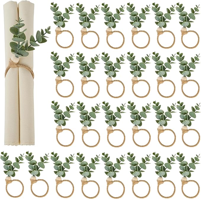 APTWOW 36PCS Napkin Rings, Easter Napkin Rings, Wood Bead Farmhouse Napkins Rings for Weddings Christmas Party and Easter Table Decoration